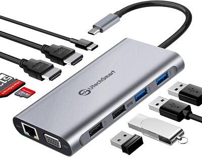 UtechSmart USB-C Hub Laptop Docking Station for MacBook Windows - Triple Display
