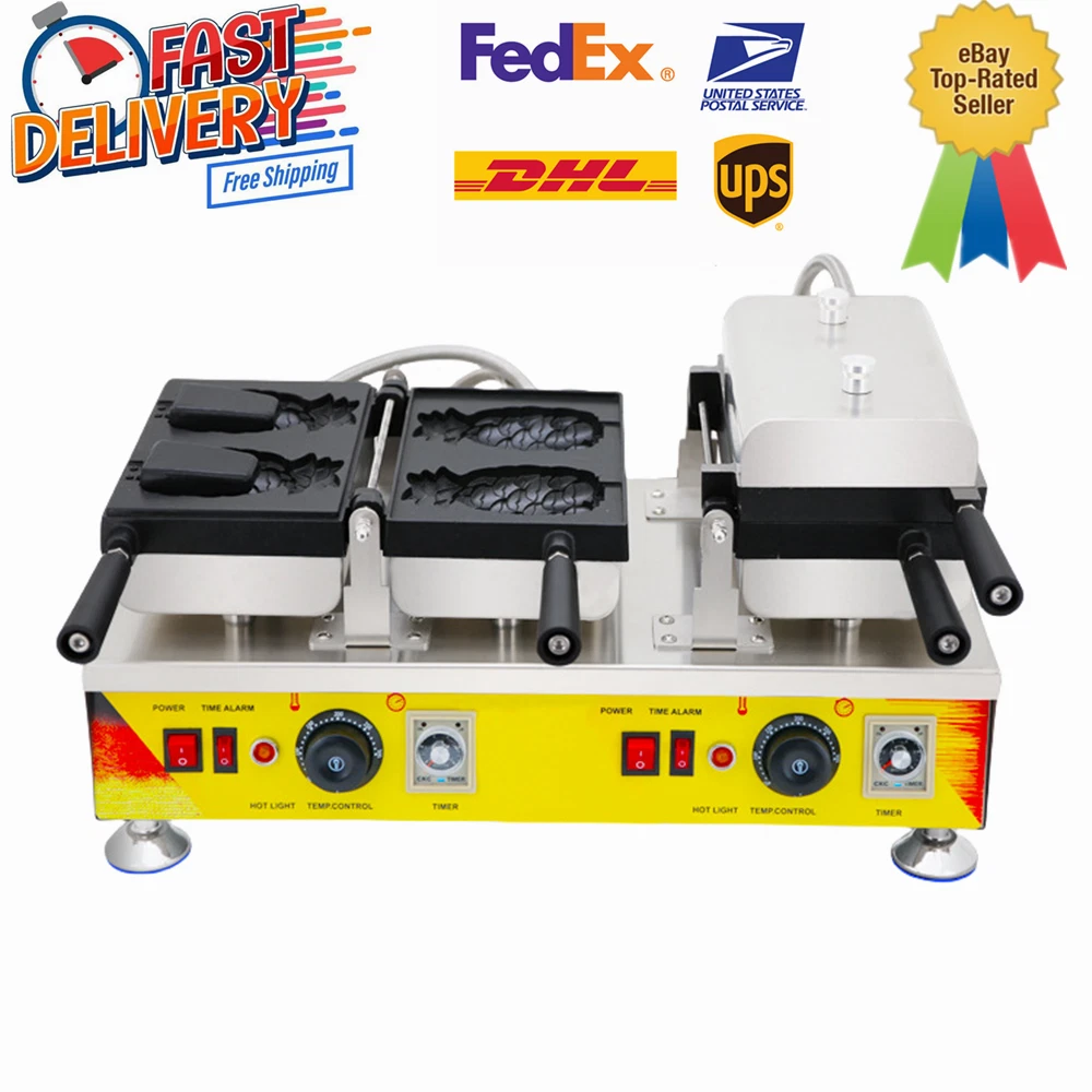 ✅Commercial Electric Fish-type Waffle Maker Taiyaki Making Machine 4pcs/time