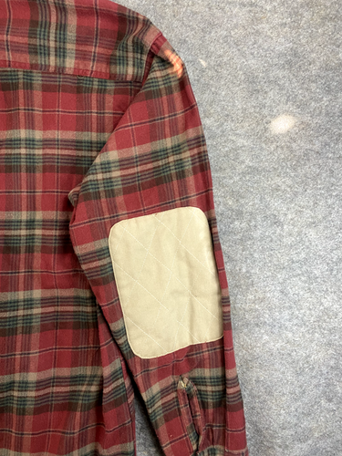 Camisa de manga larga John Rich and Bros. Woolrich para hombre mediana a cuadros roja abotonada - Imagen 9 de 11