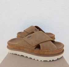 UGG CHESTNUT GOLDENSTAR PLATFORM CROSS SLIDE SANDALS, US 6/ EUR 37 NEW