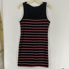 Forever 21 Mini Striped Sleeveless Dress Bodycon Medium Black