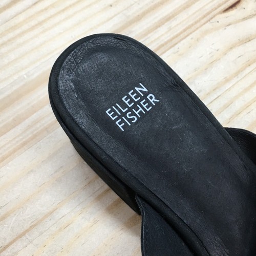 Eileen Fisher Sandal Womens 7 Black Haven Open Toe Slip On Block Casual Suede - Picture 17 of 18