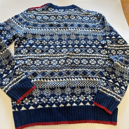 Fluid Mens Jumper S Navy Blue White Pattern Small Round Neck Button Detail New - Picture 10 of 12