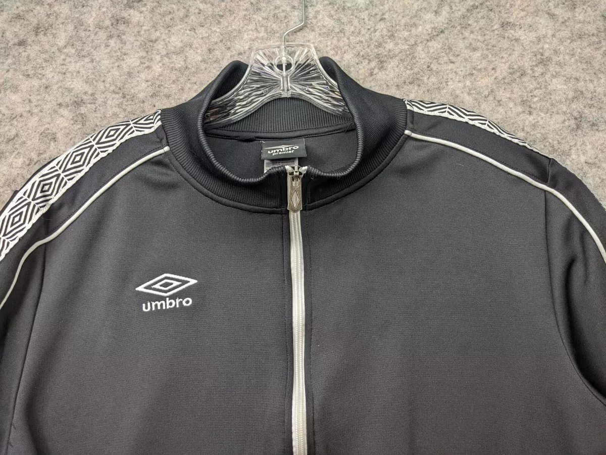 UMBRO Futbol Jacket Mens Large Black Full Zip Long Sleeve
