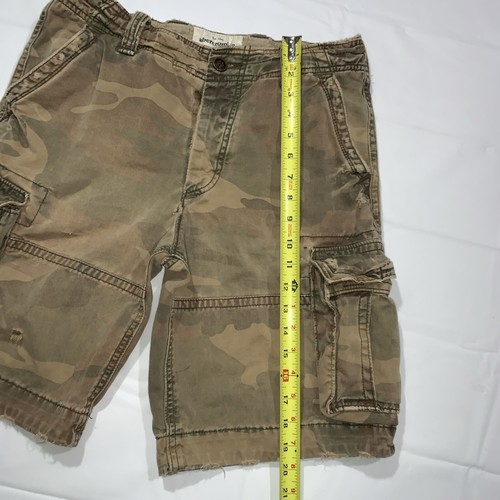 VTG Abercrombie & Fitch Shorts Boys 16 Green Button Fly Camo Heavy Cargo Baggy - Picture 8 of 17
