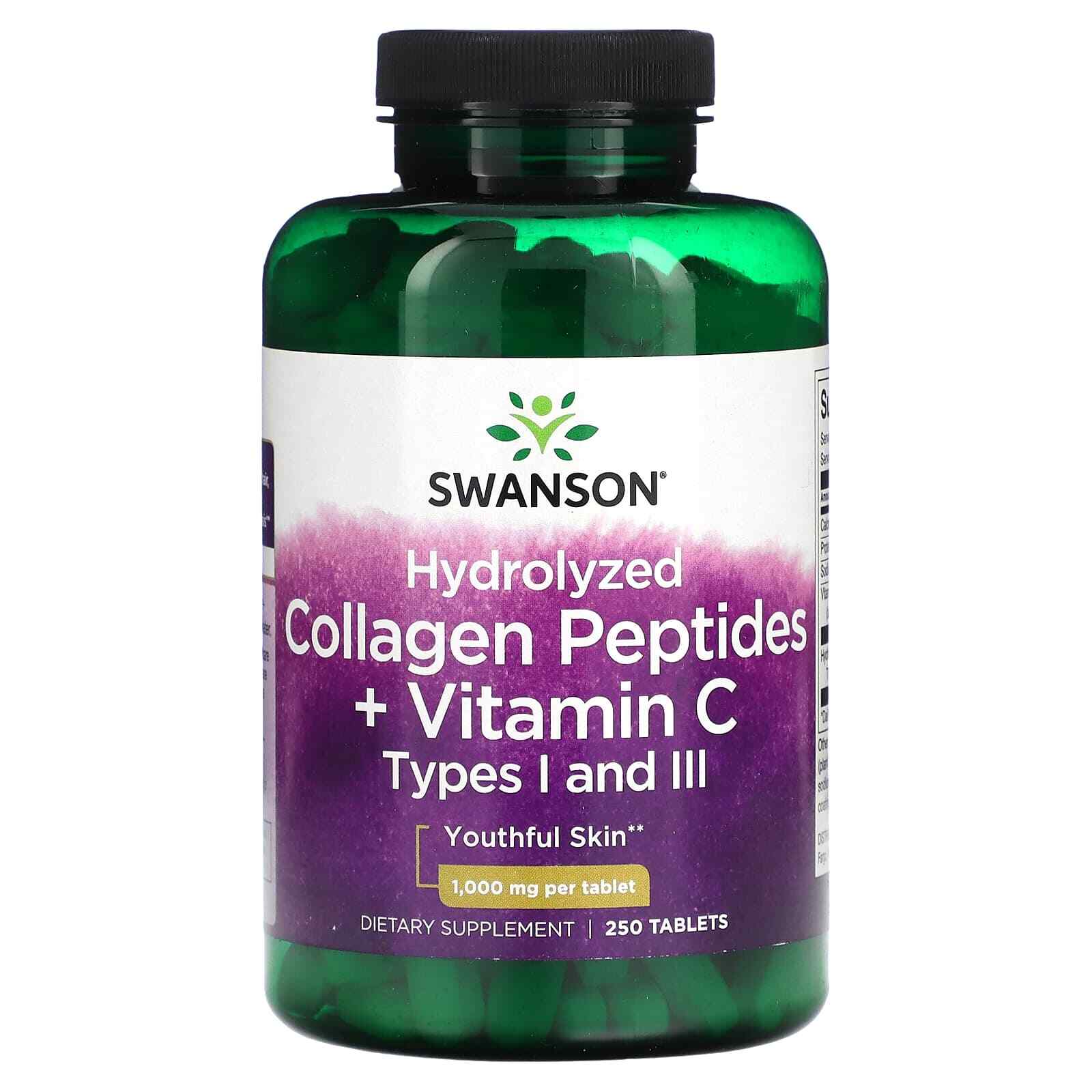 Swanson, Hydrolyzed Collagen Peptides + Vitamin C, 250 Tablets