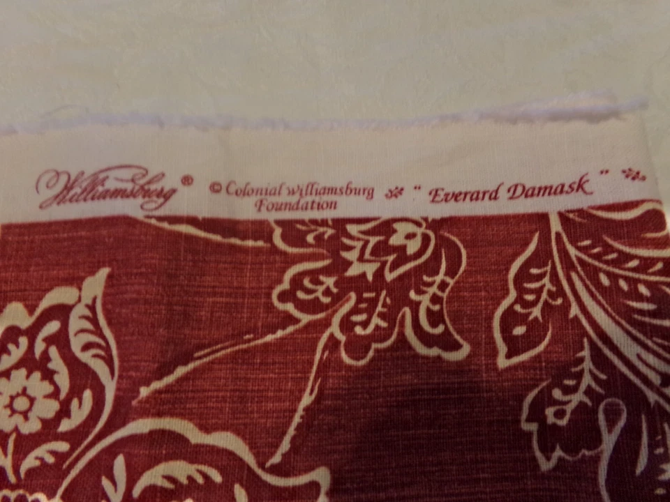 Colonial Williamsburg Foundation Everard Damask Fabric 1 Yard + 18 x 17" Square - Image 4 of 4