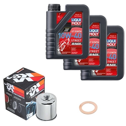 K&N ÖLfilter Set Liqui Moly 10W-40 Race 3L FüR Kawasaki EN 500 A EN500A Bj.1991-image