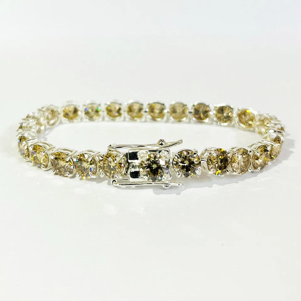 Brazalete Tenis Diamantes Tratados Champagne 6 mm 8 Pulgadas Gran Brillo Certificado Foto 2 de 4