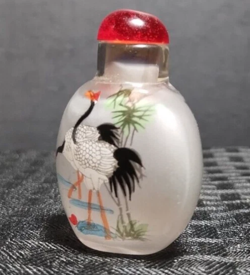 Botella de perfume de tabaco de porcelana china flores pintadas en vidrio Foto 2 de 4