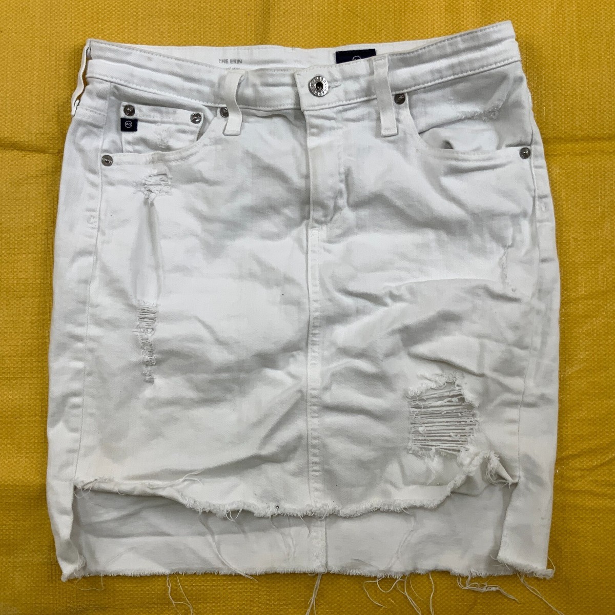 AG ADRIANO GOLDSCHMIED The Erin Womens Pencil Skirt Denim White