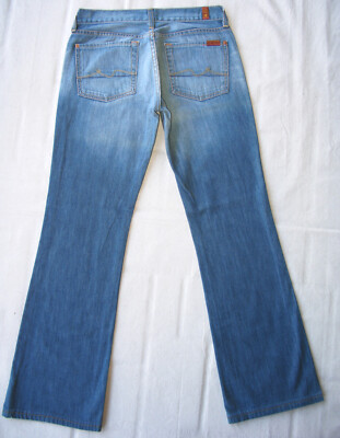 7 for all Mankind Vtg Bootcut jean Wm Sz 27 Blue Distressed 100% Cotton L29.5