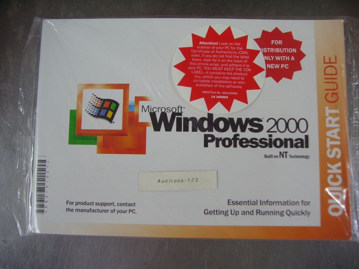 MICROSOFT WINDOWS 2000 PROFESSIONAL w/SP4 FULL OPERATING MICROSOFT WINDOWS 2000 PROFESSIONAL w/SP4 FULL OPERATING