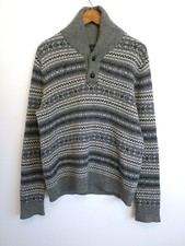 VINTAGE J.CREW Fair Isle Shawl Collar Elbow Patch Wool Lambswool Sweater M 188