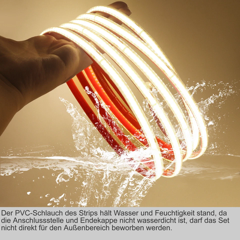 230V COB LED Streifen Stripe Lichtband Lichtschlauch Kette Wasserdicht 240LEDs/M - Bild 3 von 4