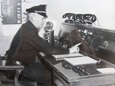 Vintage Police Officer Photo Radio Dispatch Desk Uniform Colt Revolver 1940-50s