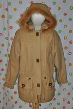 Maurices Womens Small Brown Leather Coat Hood W Racoon Fur Classic Chic Euc