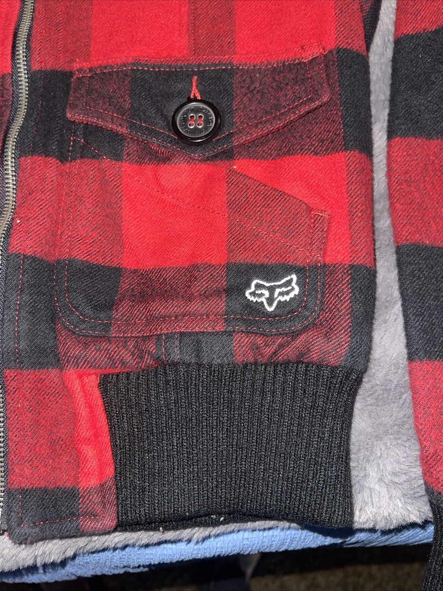 Fox Racing Jacket Girls Large Buffalo Plaid Full Zip Hooded
