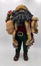 24" Standing Santa figure African American Black beard Bronze look boots VTG