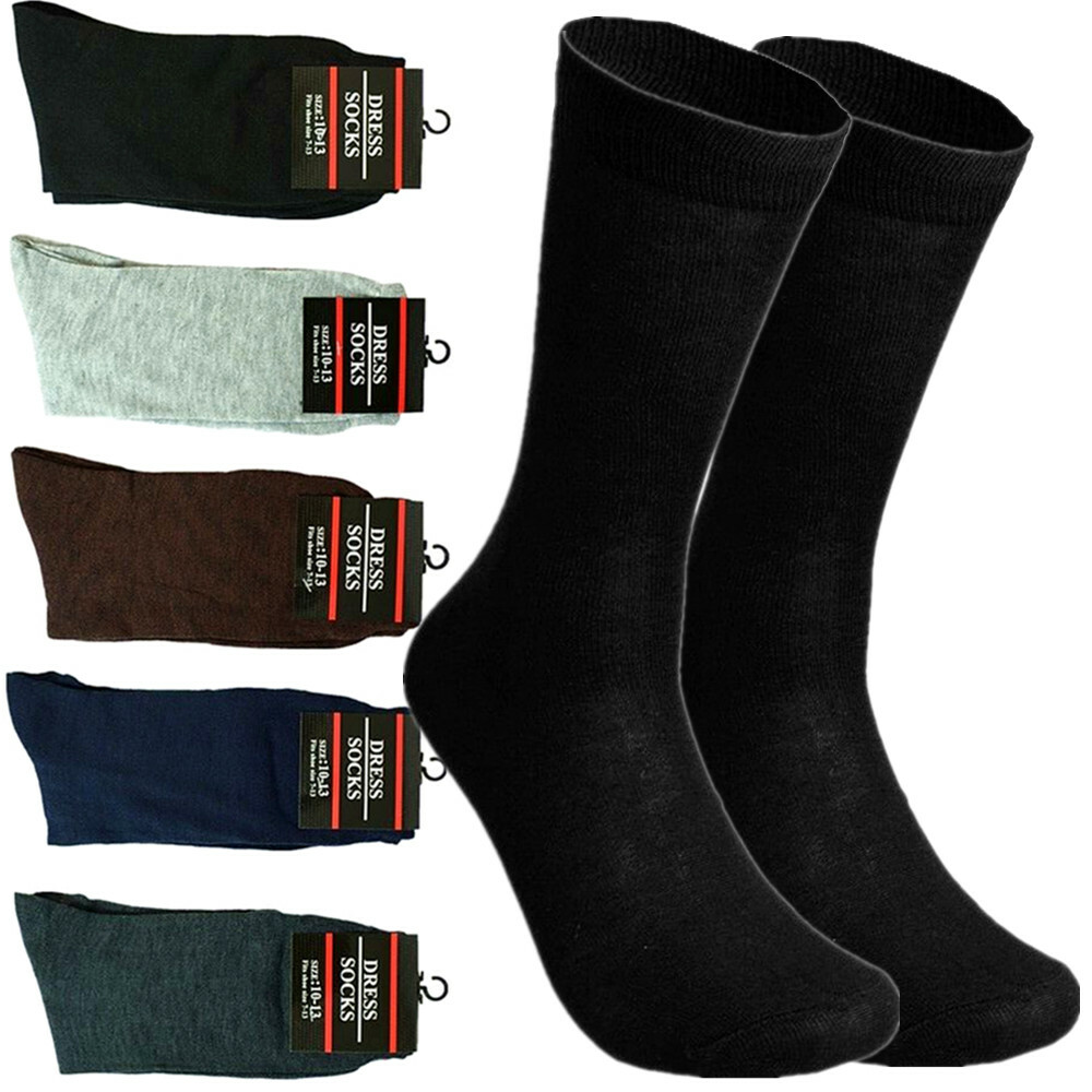 Plain Men's Black Cotton Crew Socks