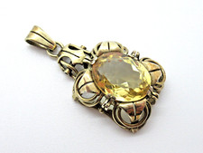 JUGENDSTIL Anhänger Citrin 835 Silber vergoldet art nouveau silver pendant rare