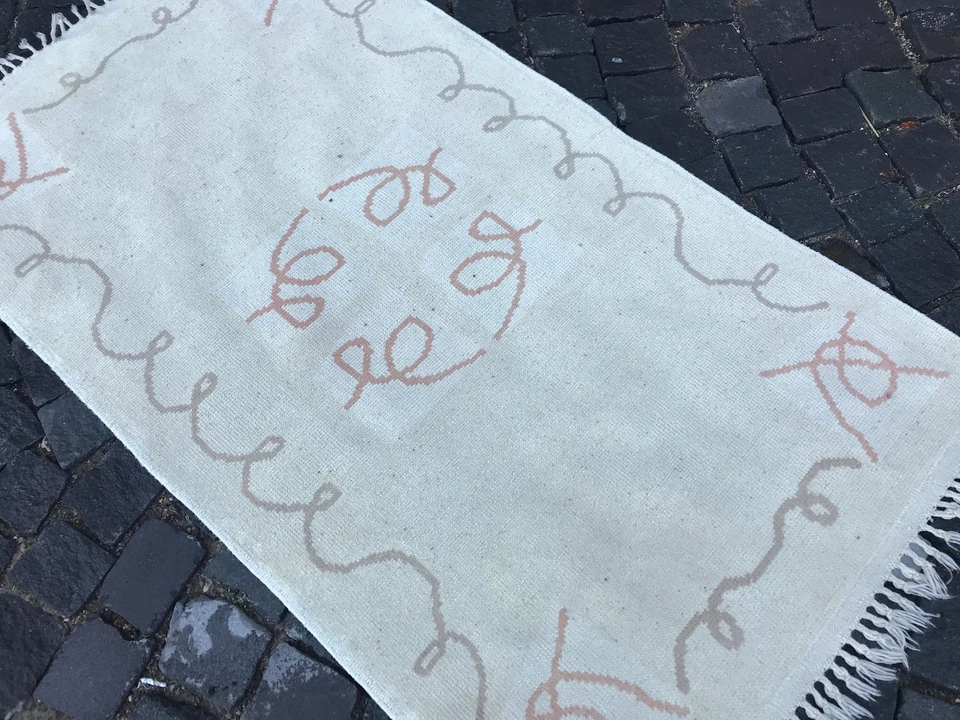 Alfombra antigua turca alfombra bohemia alfombra Oushak alfombra vintage alfombra de lana hecha a mano Foto 2 de 4