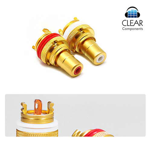 2x CINCH SOCKETS BUILT-IN SOCKET RCA CHASSIS SOCKET GOLD PLATED COPPER COPPER HIGHEND - Picture 1 of 3