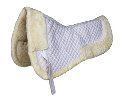 Horse English Quilted SADDLE Half Pad Correction Wither Relief Faux Fur White