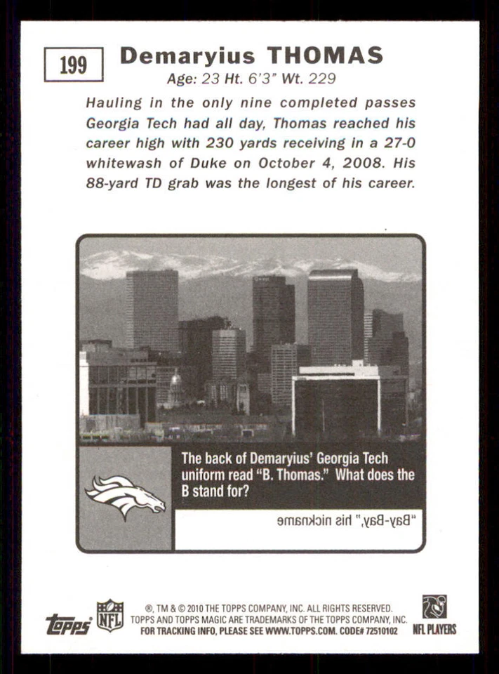 2010 Topps Magic #199 Demaryius Thomas RC - Image 2 of 2