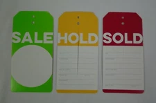 Slit SALE HOLD SOLD Merchandise Tags Available in Variety of Design & Quantities