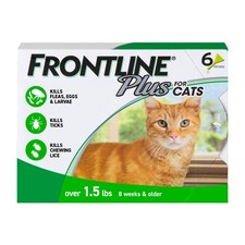 FRONTLINE Plus Flea and Tick Treatment for Cats Over 1.5 lbs. 6 Count, Green