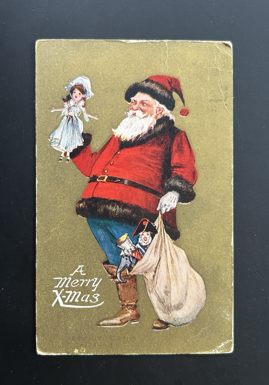 Santa Claus Christmas Postcard Divided Back Posted 1909 A Merry Xmas