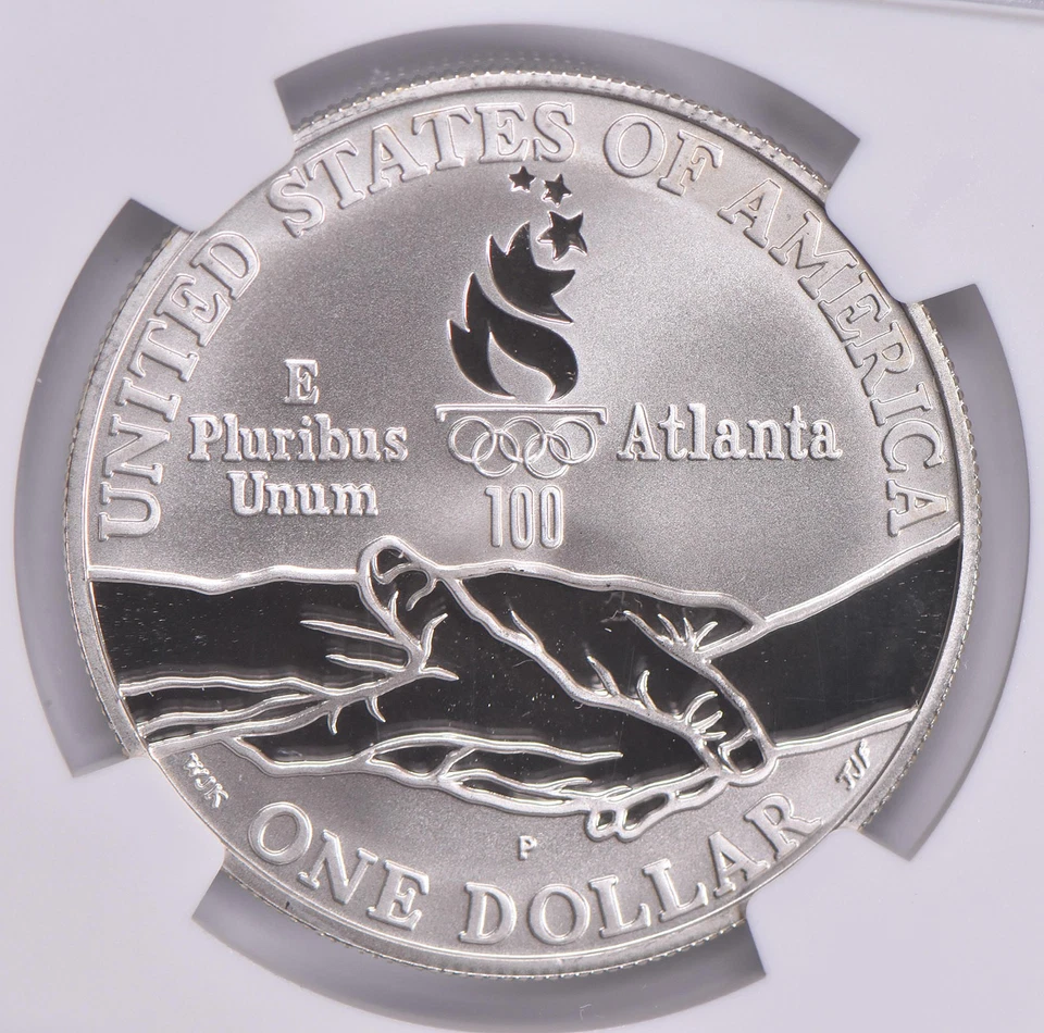 Proof 9.9 UCam 1995-P Olympic Cycling Commemorative Dollar NGC X NGCX *6713 - Image 4 of 4