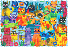 Cat Party 500 Piece Wooden Jigsaw Puzzle