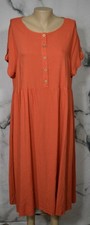 TENDENCY NEW NWT Dark Orange Rayon Dress XL Short Cuffed Sleeves Buttons at Neck