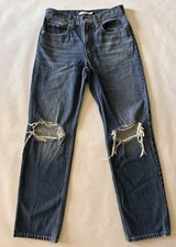 Levi's Women  s Low Pro Straight Leg Denim Jeans size 27 distressed knees