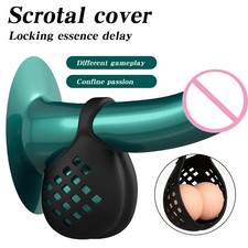 Breathable-Male-Penis-Scrotum-Bag-Penis Ring-Squeeze-Ball-Stretcher-Trainer-Men