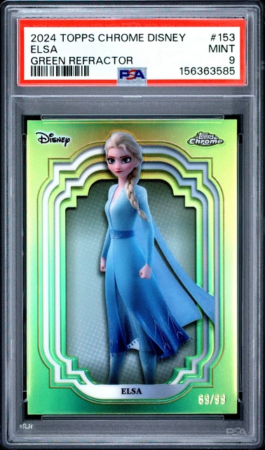 2024 Topps Chrome Disney #153 Elsa Green Refractor /99 PSA 9