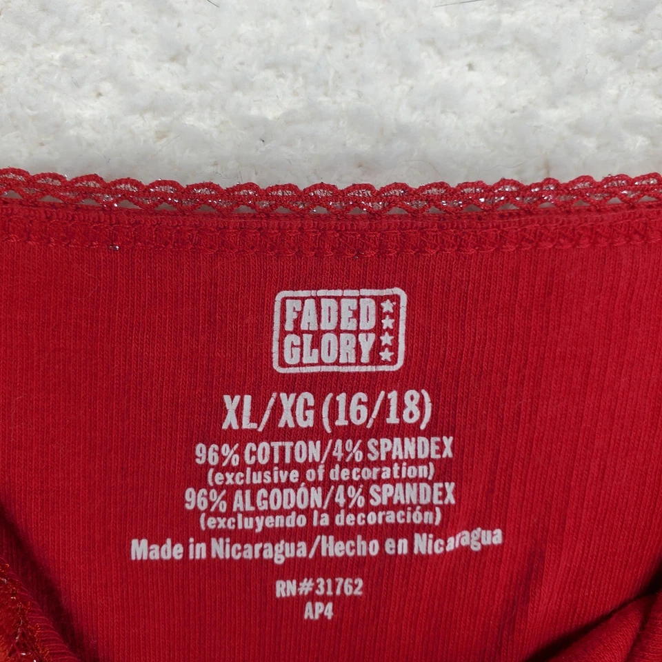 Vintage Women's Cami Babydoll Top XL Red Lace Trim Ribbed Knit Camisole Tank Y2K - Image 4 of 4