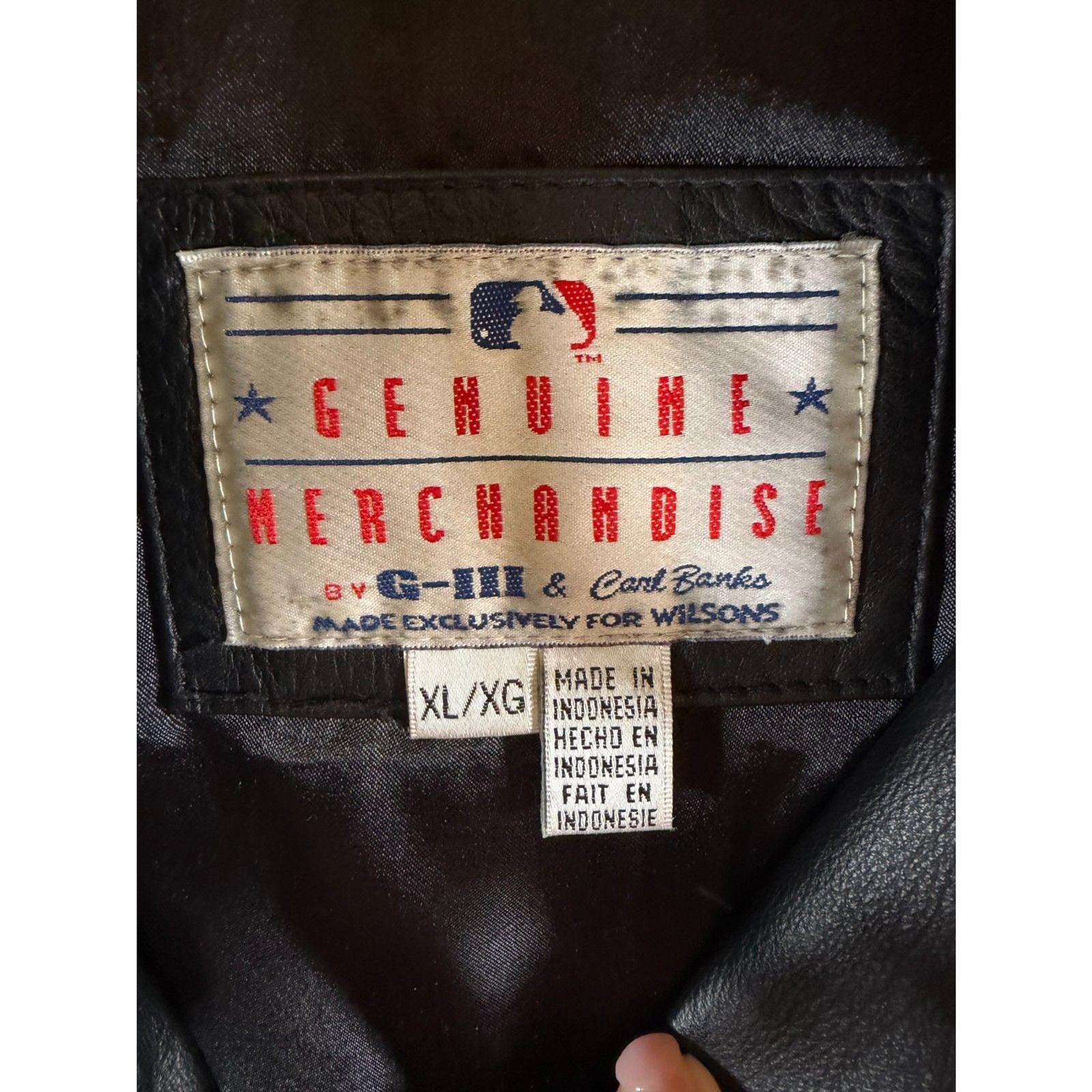 Vintage Carl Banks NY Yankees 1999 World Series Leather Jacket XL - second product detail image