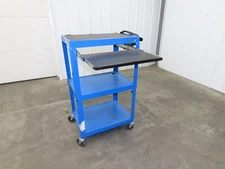 Uline H-4607 Mobile Workstation Computer Cart w/Power Strip 26x20"x 29-42"H Blue