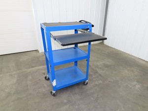 Uline H-4607 Mobile Workstation Computer Cart w/Power Strip 26x20"x 29-42"H Blue