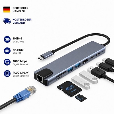 8-in-1 USB 3.1 Typ-C Hub Adapter für MacBook Pro, Laptop