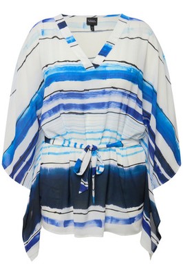 Ulla Popken große Größen Tunika 42+ marine Chiffon Tunika oversized V Ausschnitt