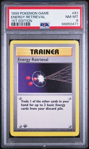 1999 POKEMON BASE SET 81 ENERGY RETRIEVAL 1ST EDITION PSA 8 NM MT
