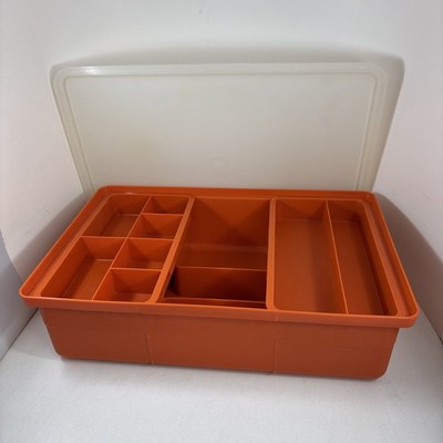 Vintage Tupperware Tuppercraft Sewing Craft Tackle Box Organizer 1421-4 Orange