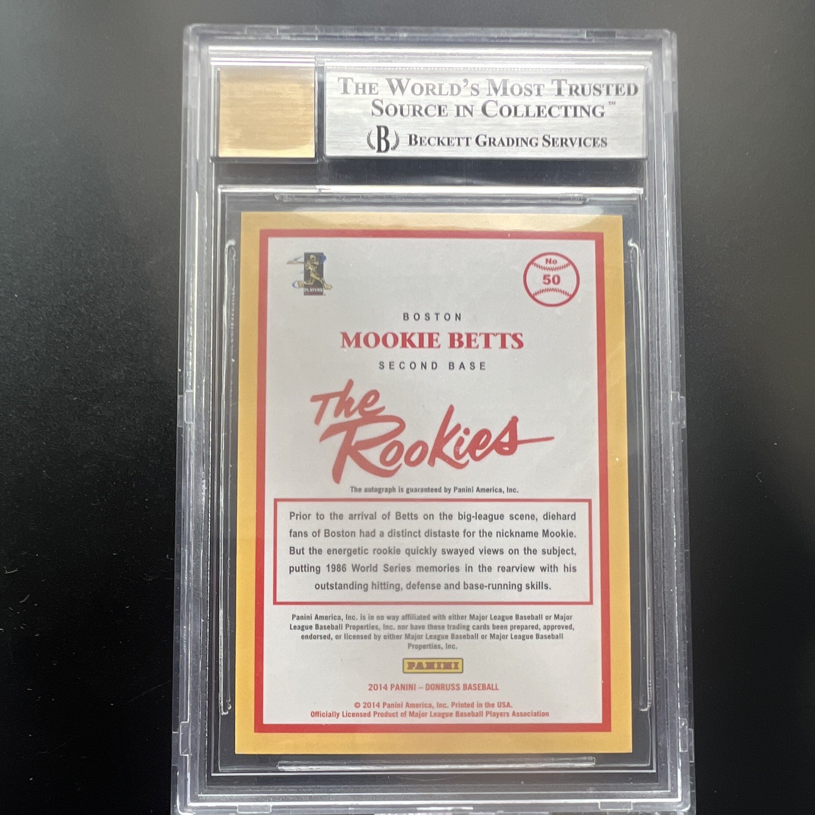 Panini 2014 Donruss The Rookies Mookie Betts Red Sox #50 Rookie Card view 3