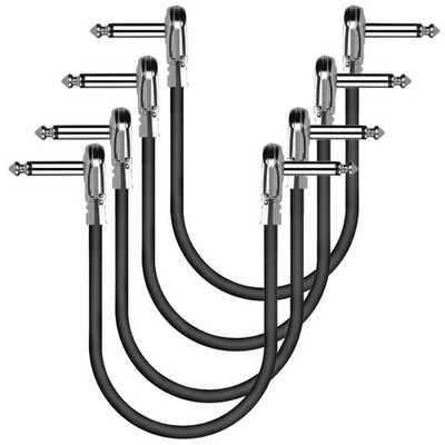 OTraki Gitarren-Patchkabel L Typ 4er-Pack, Premium Kupfer 0,3 m 30 cm, schwarz 