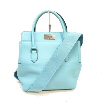 Hermes Hand Bag TOOLBOX BLEUATOLL Blue Leather 1068688