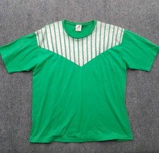 Vintage Jerzees T Shirt Adult XL Green Silver Chestplate Graphic Made In USA